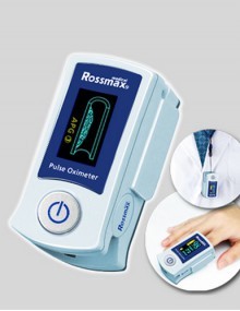 Oxímetro digital de dedo con gráficas de edad vascular