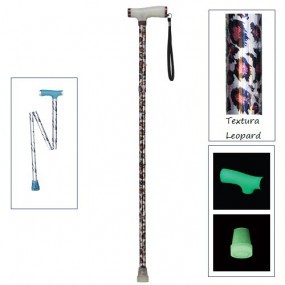 Bastón plegable de 1 apoyo puño francés luminoso "Leopard" Glow and Go