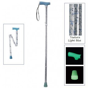 Bastón plegable de 1 apoyo puño francés luminoso "Light blue" Glow and Go