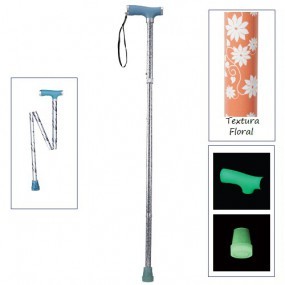 Bastón plegable de 1 apoyo puño francés luminoso "Floral" Glow and Go