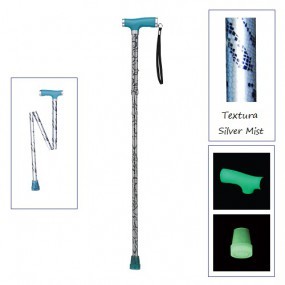 Bastón plegable de 1 apoyo puño francés luminoso "Silver Mist" Glow and Go