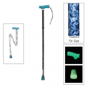 Bastón plegable de 1 apoyo puño francés luminoso "Tie-Dye" Glow and Go