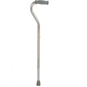 Bastón de aluminio de color plata con mango de cuello de ganso
