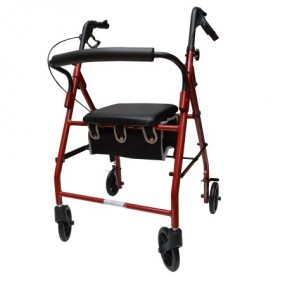Andadera Rollator de aluminio AJ-N1025 color roja