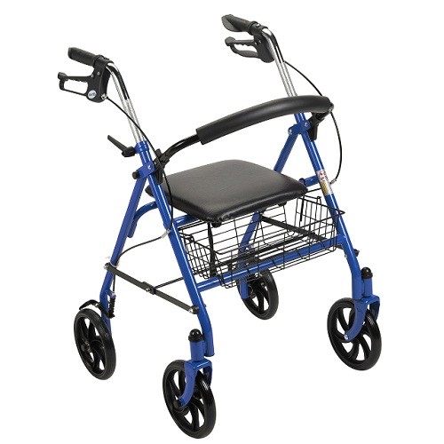Andadera Rollator de acero durable color azul con canasta
