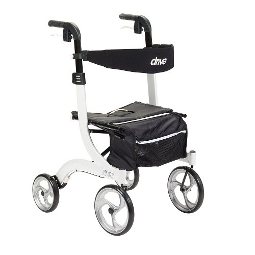 Andadera Rollator Nitro de aluminio con altura ajustable color Blanca