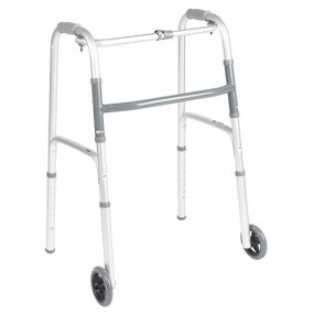 Andadera plegable de aluminio de un botón con ruedas de 5"