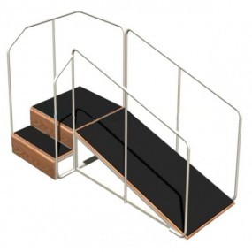 Escalera de 2 peldaños y rampa angular tubular esmltada