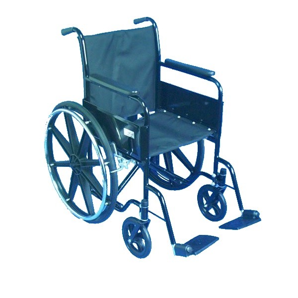 Silla de ruedas pedal abatible con extensión fabricada en acero acabado pintura en polvo