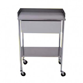 Mesa pasteur tubular de acero inoxidable con cajón