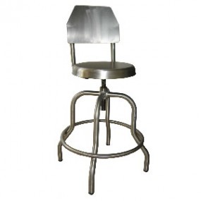 Banco tubular cromado con respaldo