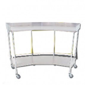Mesa riñon con entrepaño tubular cromada