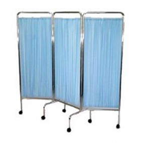 Biombo de tres hojas con acabado en cromo