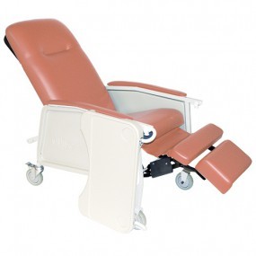 Sillón para hemodiálisis color rosa reclinable de 3 posiciones con 1 charola