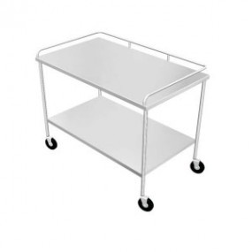 Mesa auxiliar para instrumental (anestesia) con dos entrepaños de acero inoxidable